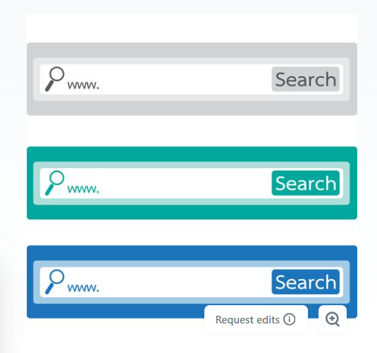 Three different colored search bars stacked on top of each other.