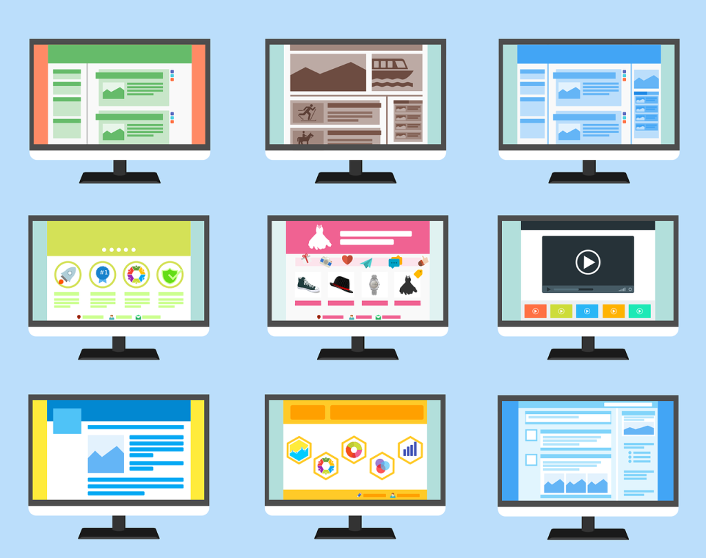 A vector image of different websites.